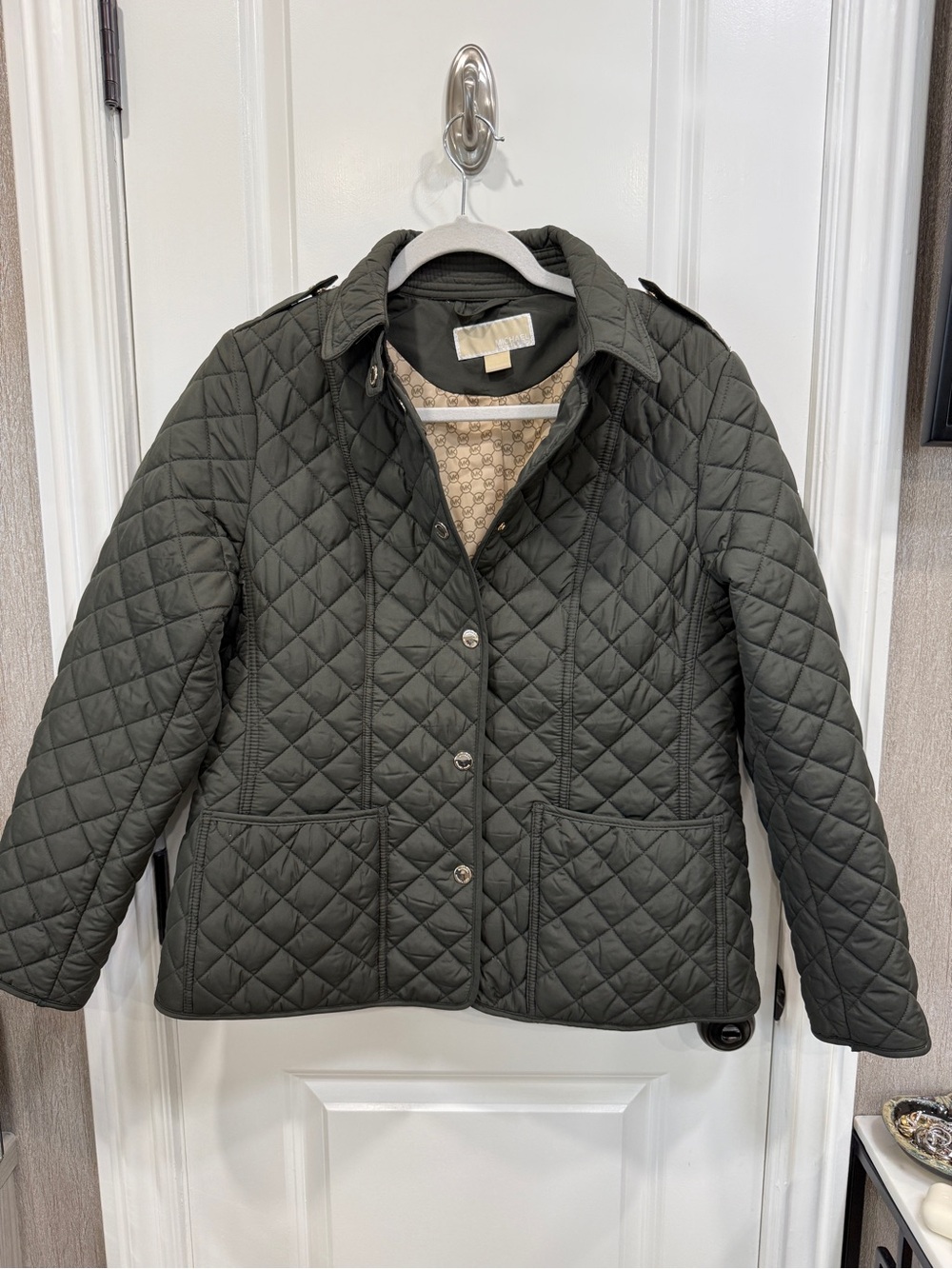 Women’s Michael Kors Quilted Olive Green Puffer Jacket